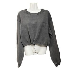 Urban Outfitters BDG‎ Cropped Sweatshirt Goth Gorpcore Dark Mystical L Acid Wash